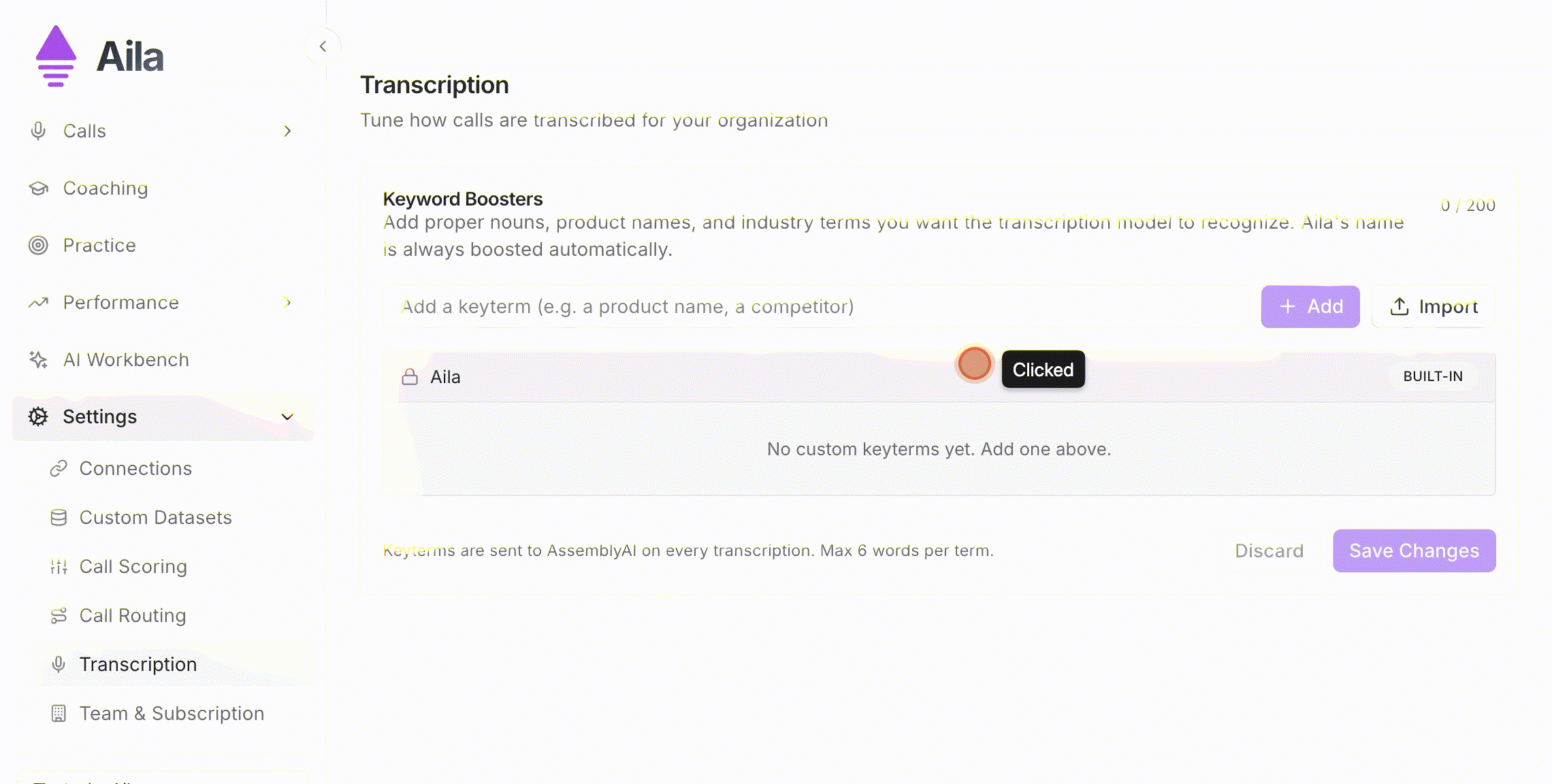 Adding keyterms one-by-one and removing on hover